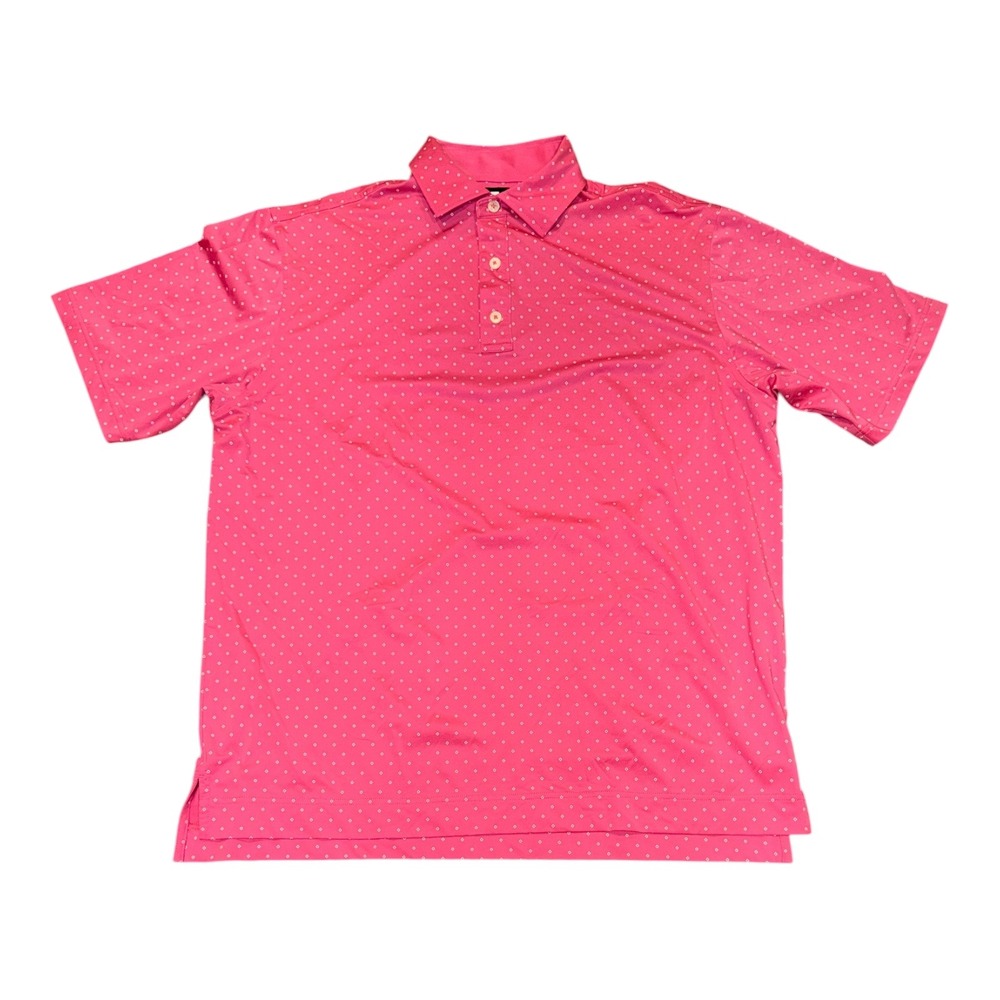 FootJoy Mens Pink Diamond Print Short Sleeve Shirt Golf  Polo Large FJ